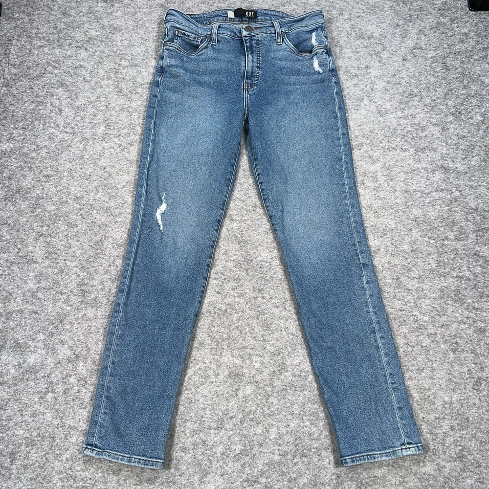KUT From The Kloth Jeans Womens 8 Blue High Rise Chrissie Slim Denim Distressed